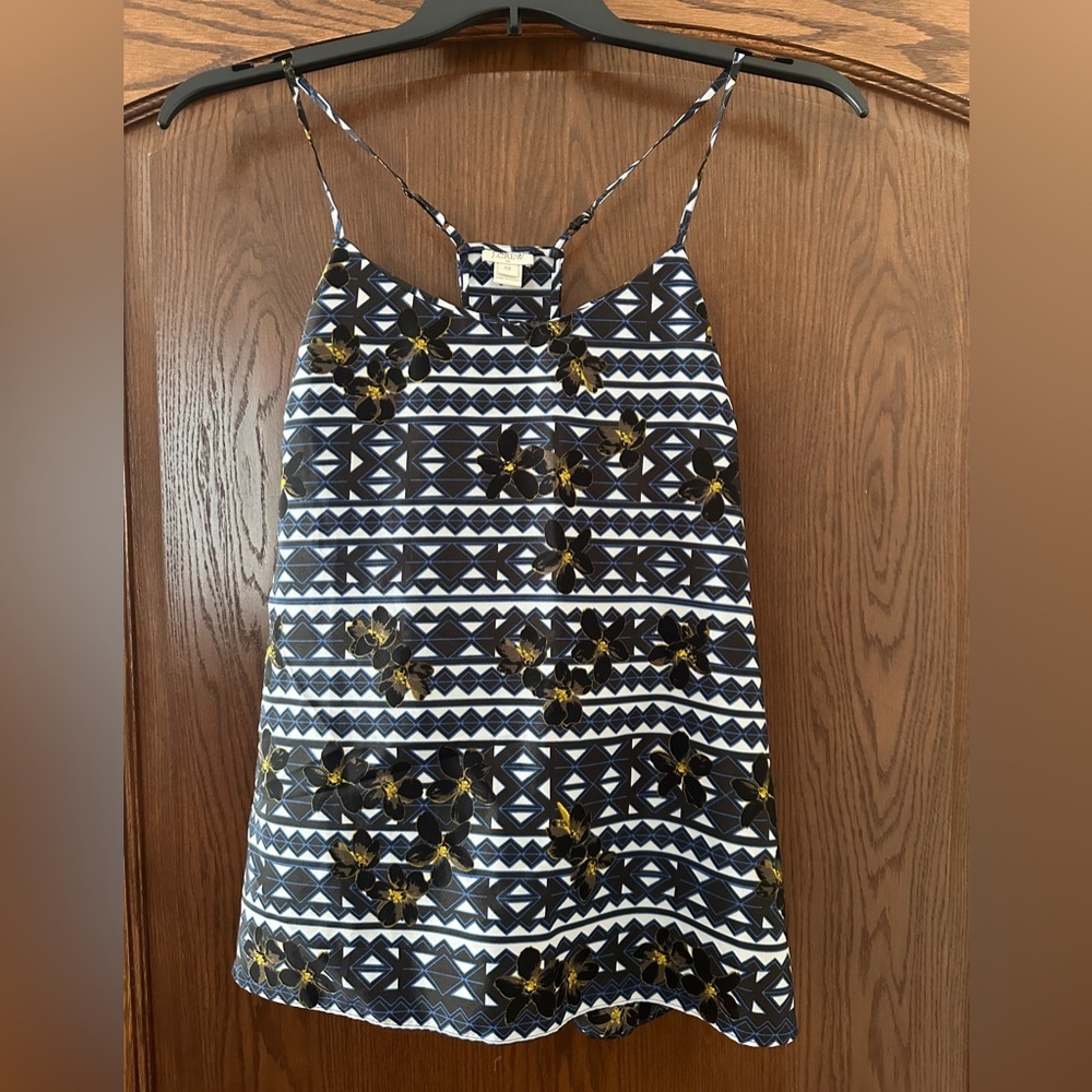 J Crew Racerback Camisole Tank Top Geometric Floral Print Size 12